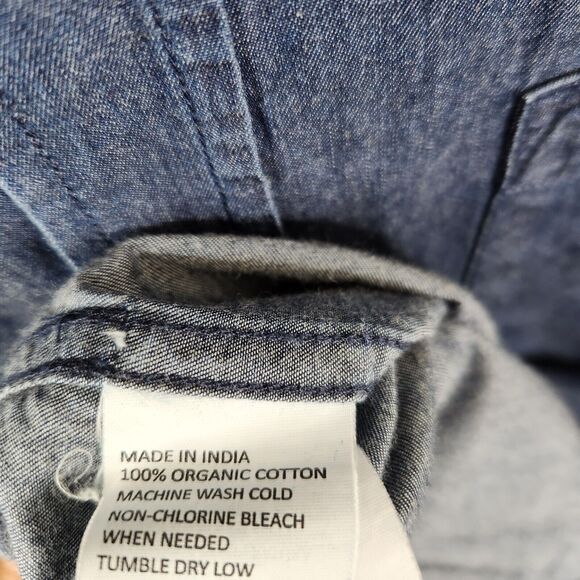 Prana Mens Indigo Broderick Solid Short Sleeve Button Down Large - Picture 7 of 8